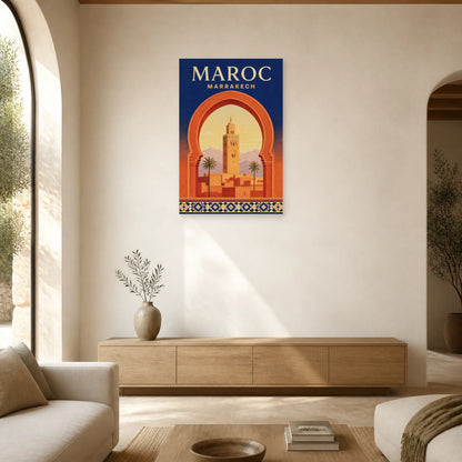 Affiche Maroc – Marrakech dans un salon - Art Virtuoso