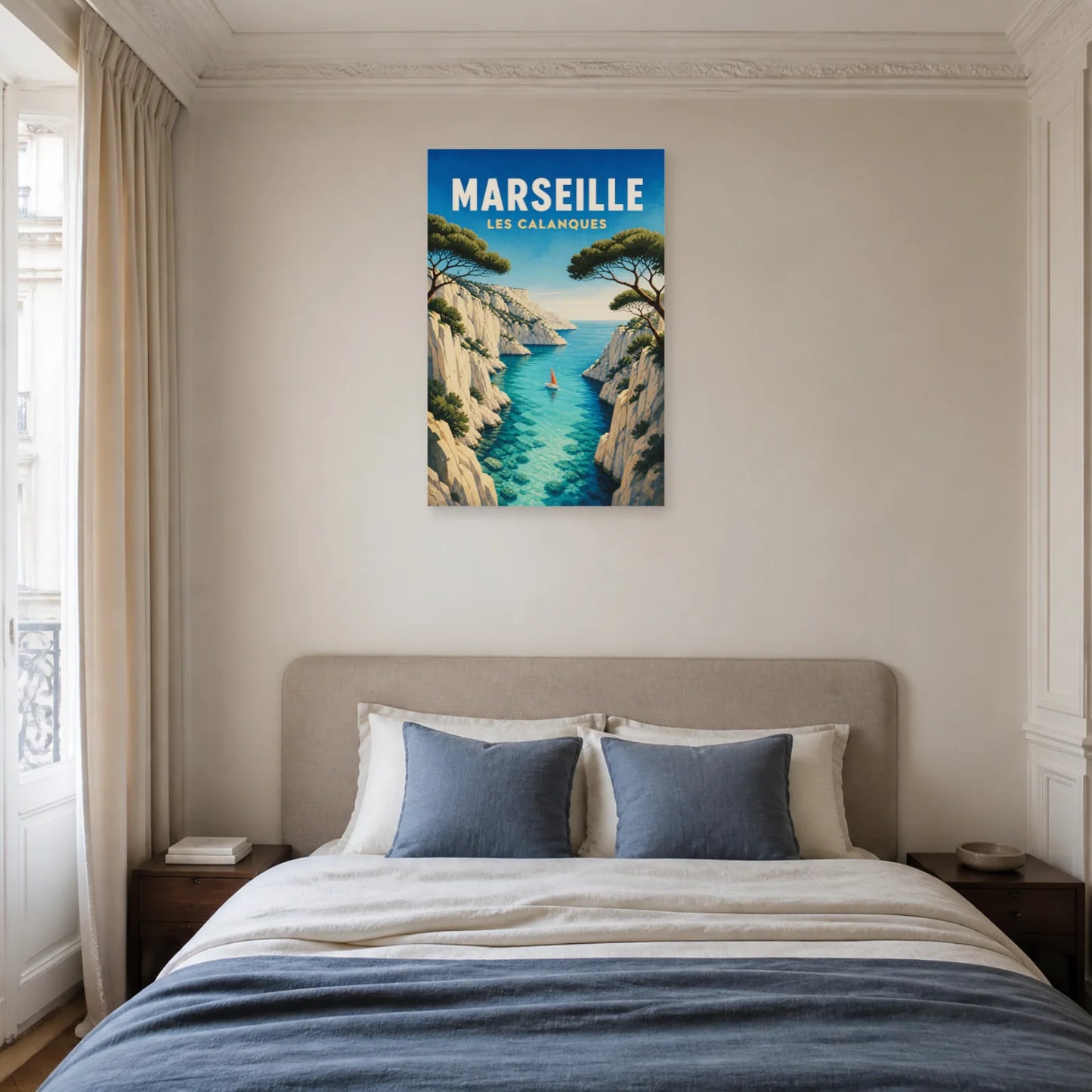 Affiche Marseille – Les Calanques dans une chambre - Art Virtuoso