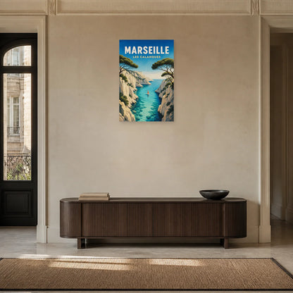 Affiche Marseille – Les Calanques dans une entrée ou un couloir - Art Virtuoso