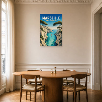 Affiche Marseille – Les Calanques dans une salle à manger - Art Virtuoso