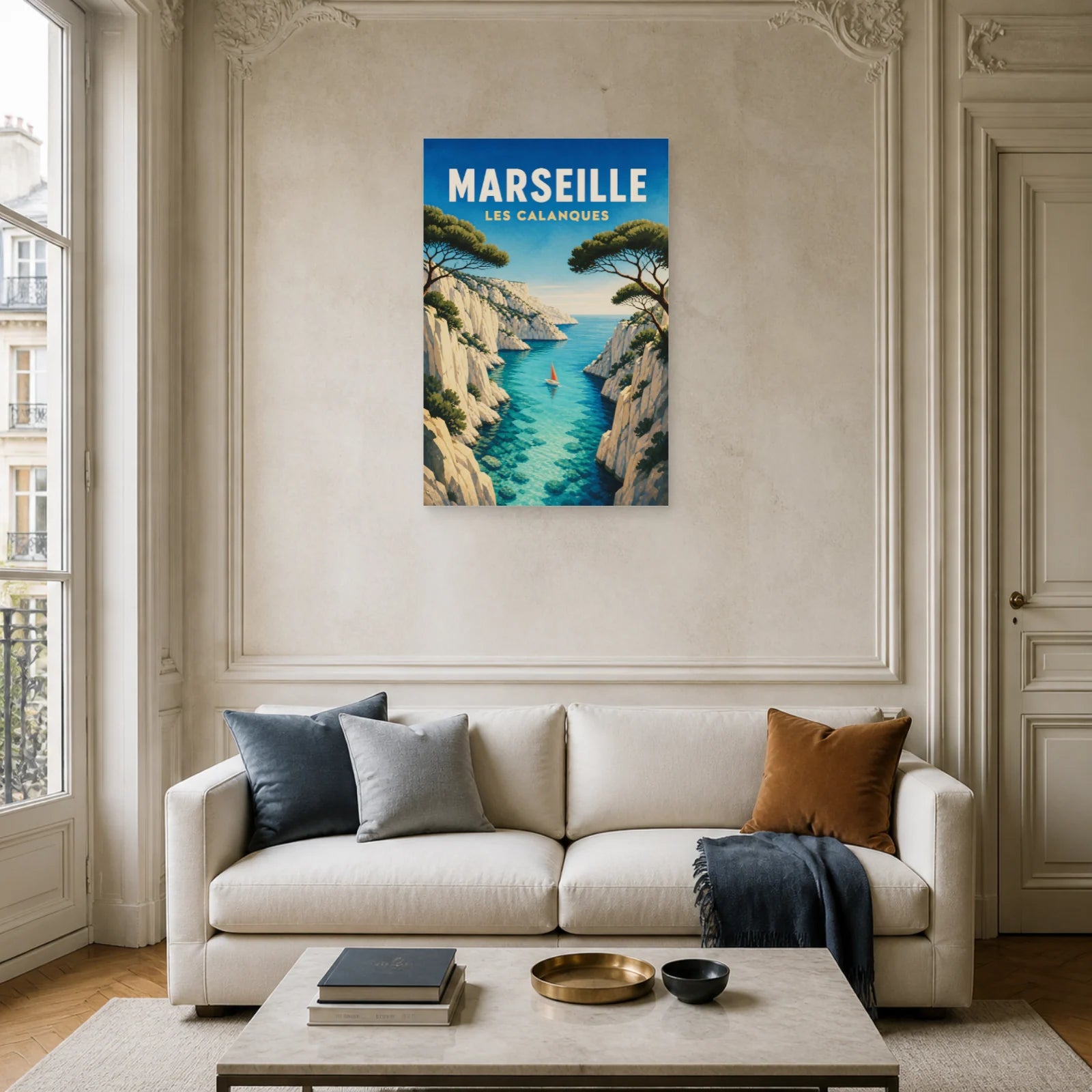 Affiche Marseille – Les Calanques dans un salon - Art Virtuoso