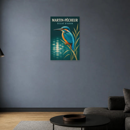 Affiche Martin-Pêcheur – Éclat d’Azur dans un salon - Art Virtuoso