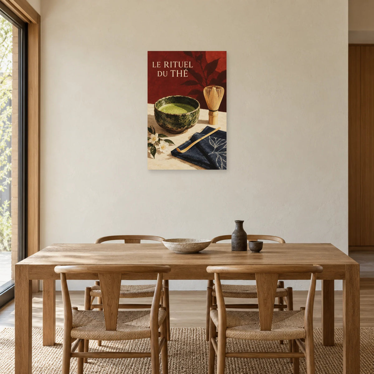 Affiche Matcha - Le rituel du thé dans une salle à manger - Art Virtuoso