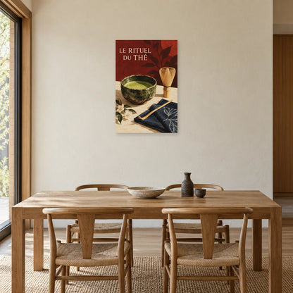 Affiche Matcha - Le rituel du thé dans une salle à manger - Art Virtuoso