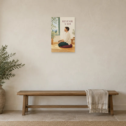 Affiche Méditation de profil - Revenir à soi dans une entrée ou un couloir - Art Virtuoso