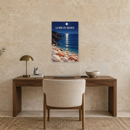 Affiche Méditerranée galets au clair de lune dans un bureau - Art Virtuoso