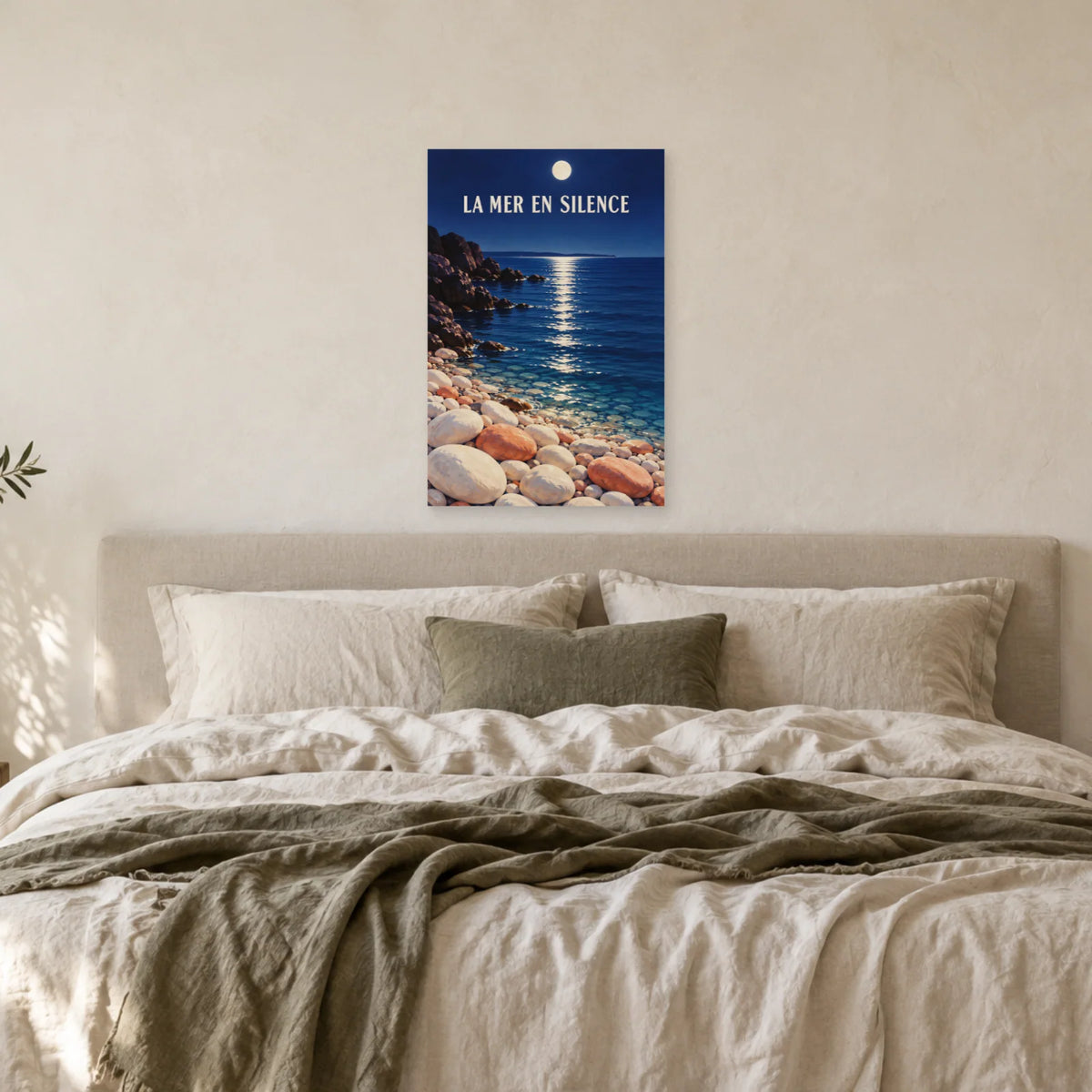 Affiche Méditerranée galets au clair de lune dans une chambre - Art Virtuoso