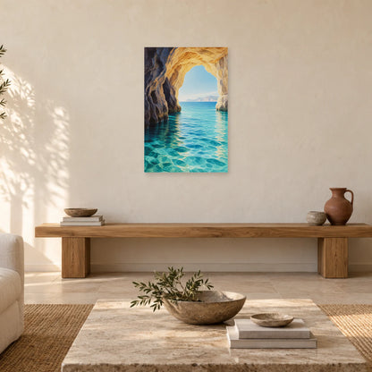 Affiche Méditerranée grotte marine dans un salon - Art Virtuoso
