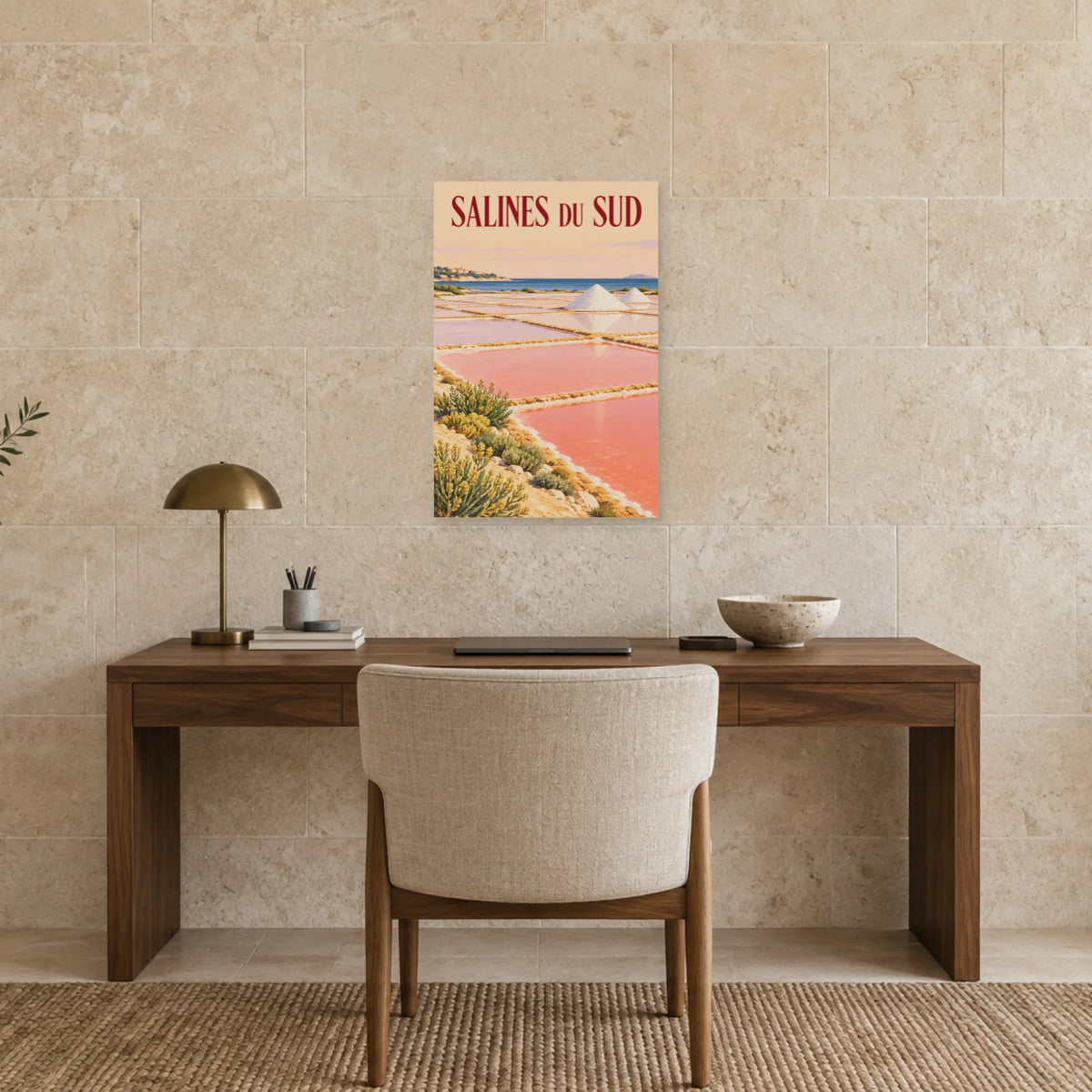 Affiche Méditerranée salines roses dans un bureau - Art Virtuoso