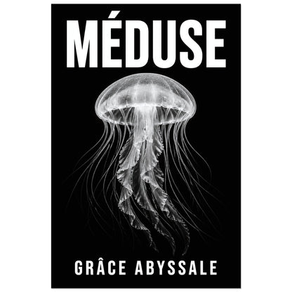 Affiche Méduse – Grâce Abyssale, photographie naturaliste graphique verticale, format 40 × 60 cm