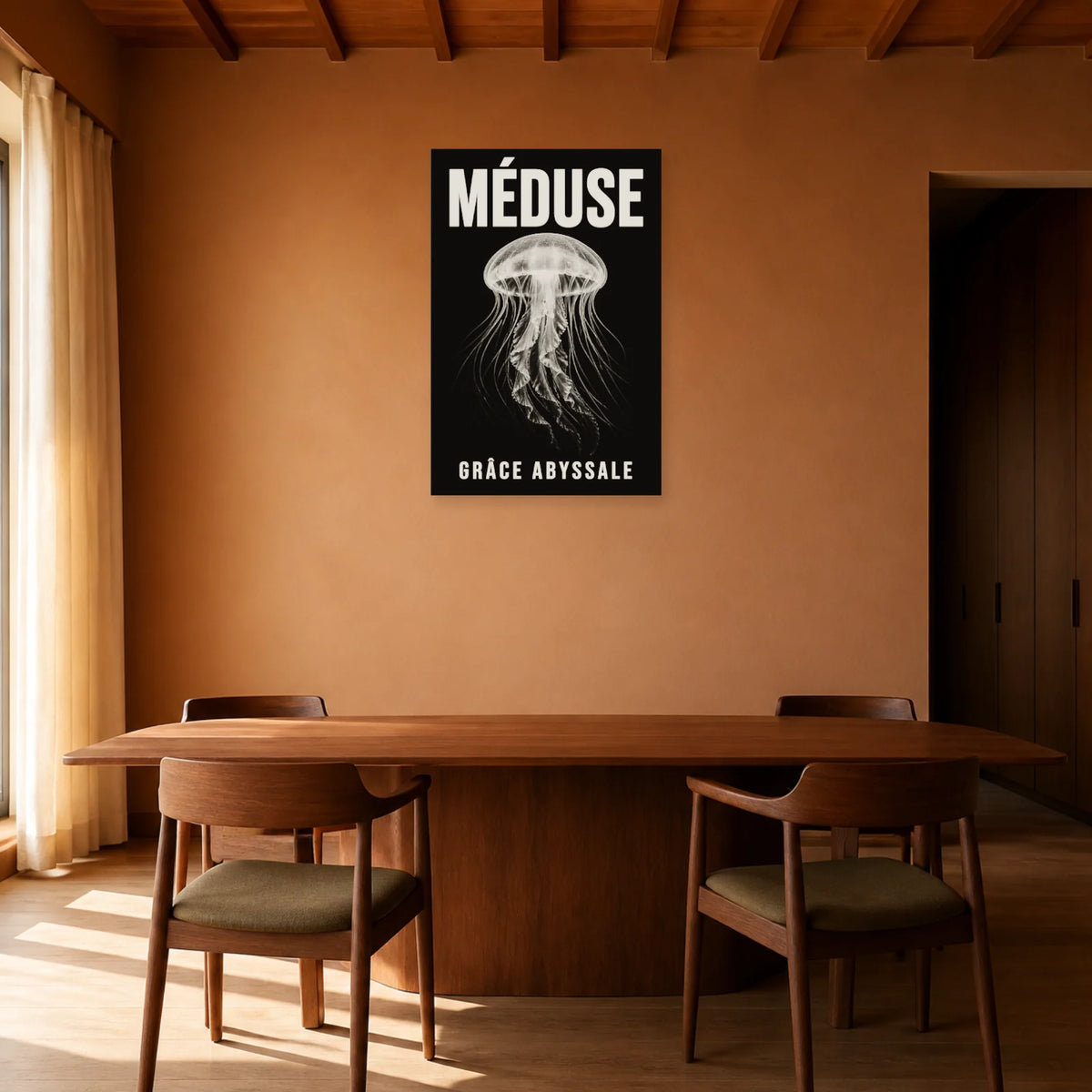 Affiche Méduse – Grâce Abyssale dans une salle à manger - Art Virtuoso