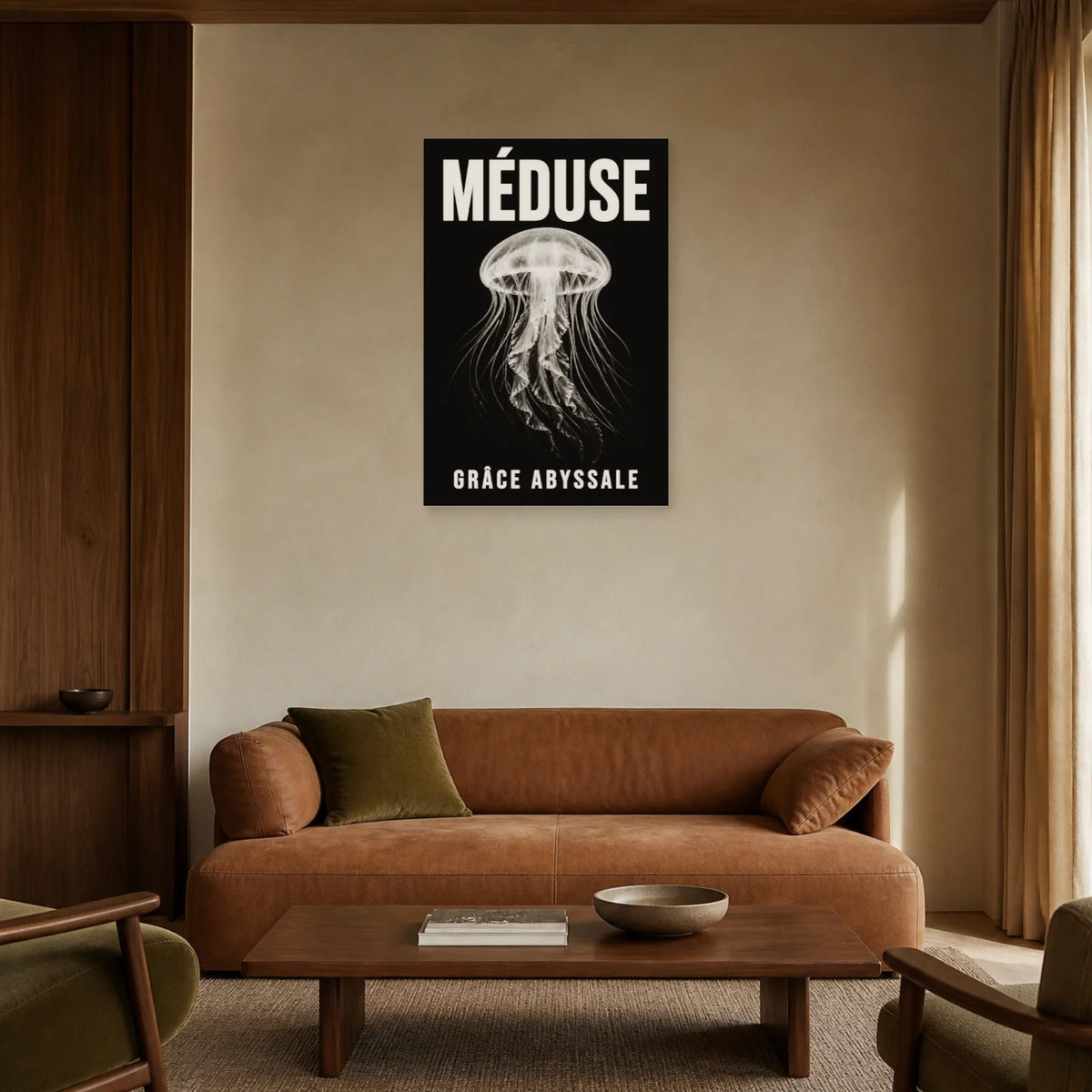 Affiche Méduse – Grâce Abyssale dans un salon - Art Virtuoso