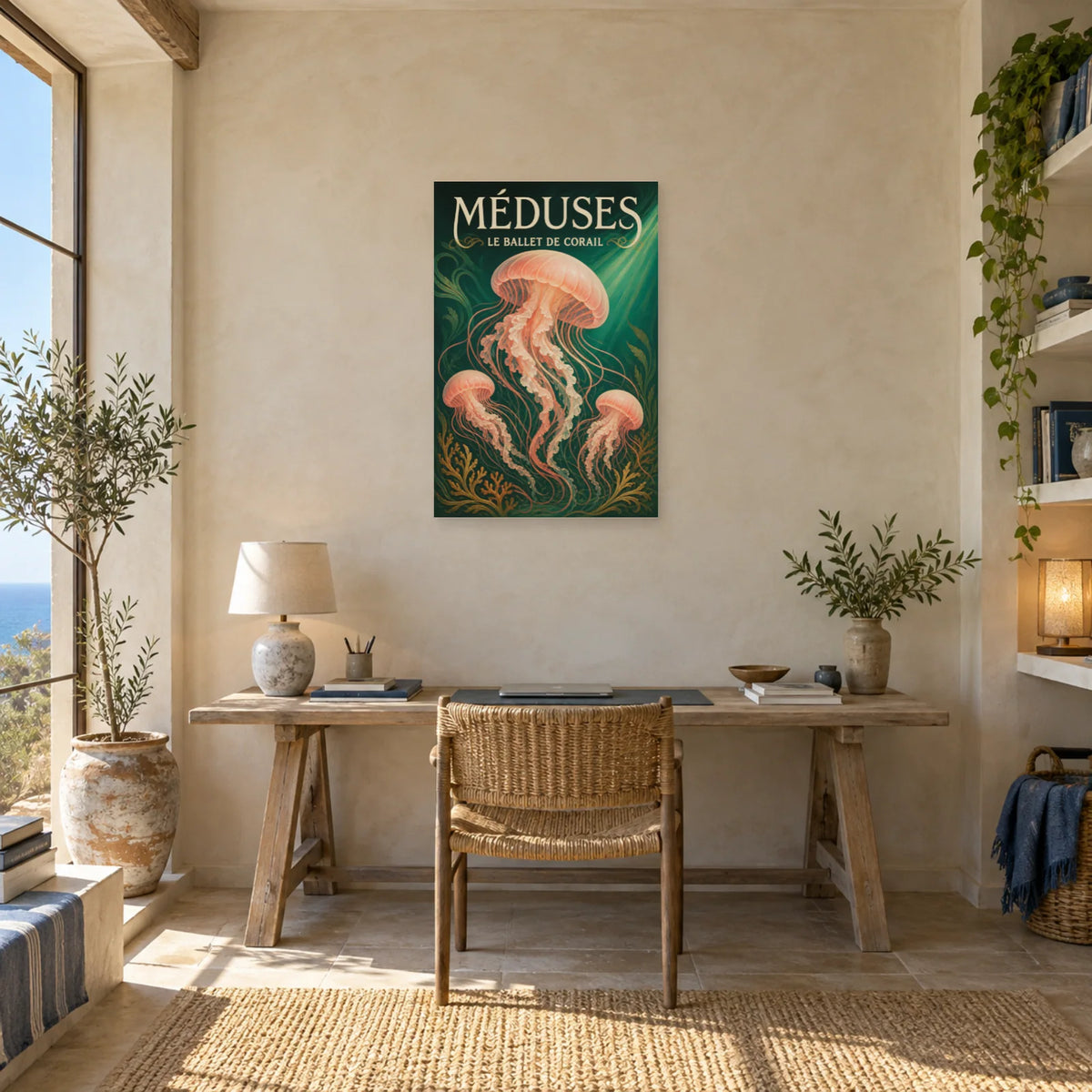 Affiche Méduses - Le ballet de corail dans un bureau - Art Virtuoso