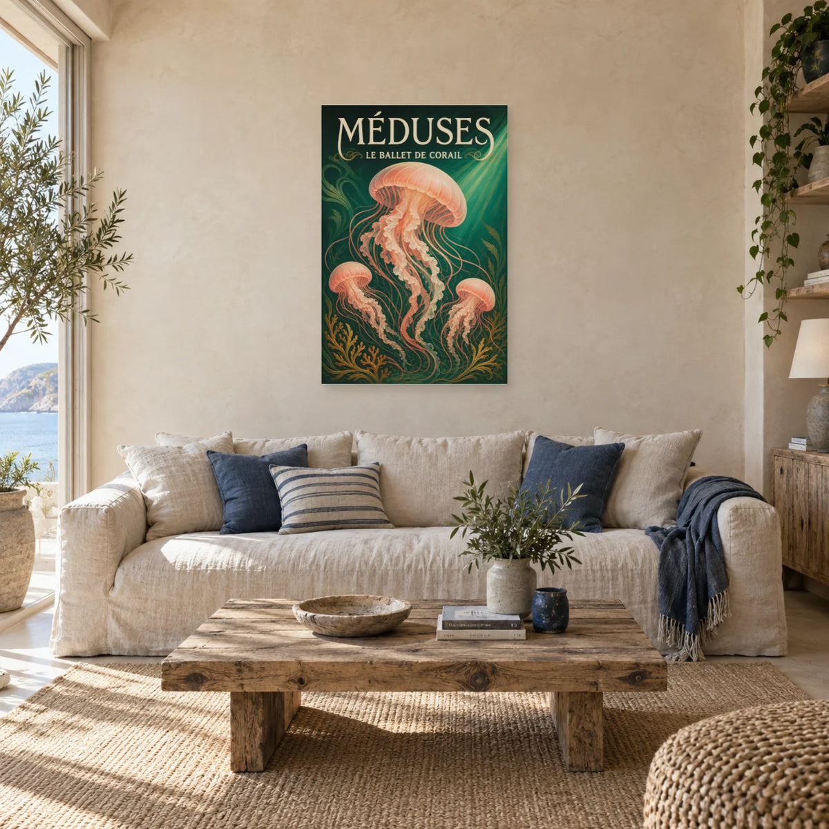 Affiche Méduses - Le ballet de corail dans un salon - Art Virtuoso