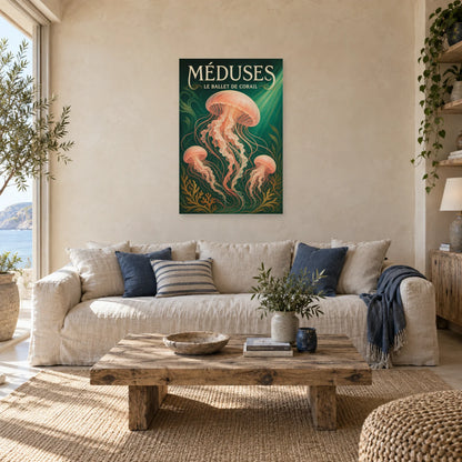 Affiche Méduses - Le ballet de corail dans un salon - Art Virtuoso