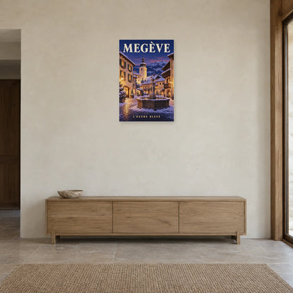 Affiche Megève - Place en hiver dans une entrée ou un couloir - Art Virtuoso