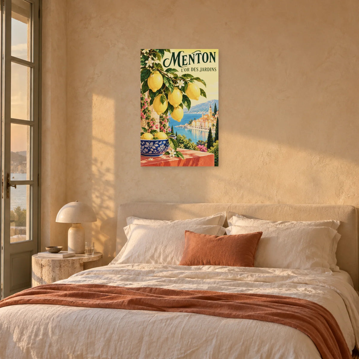 Affiche Menton - Citrons en terrasse dans une chambre - Art Virtuoso