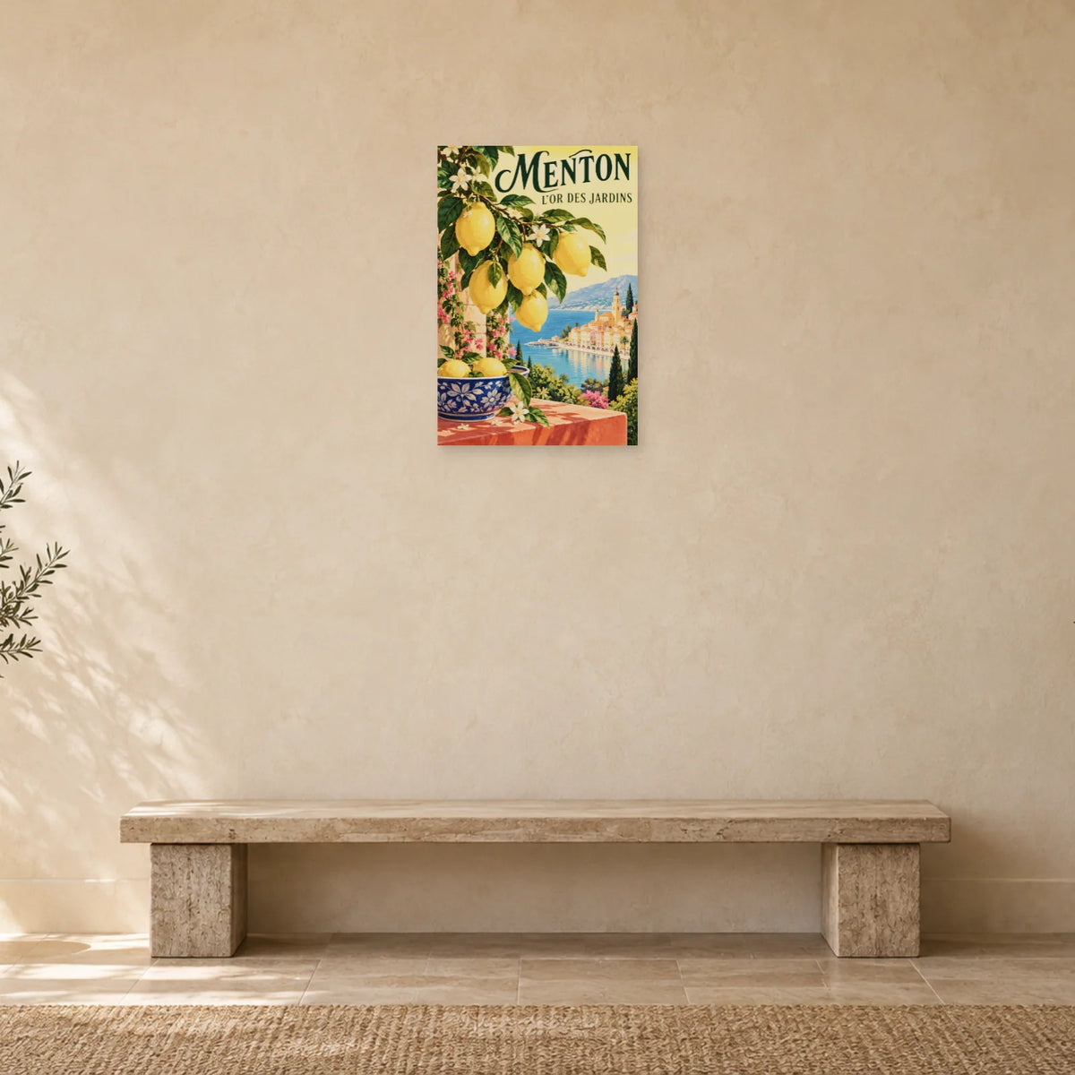 Affiche Menton - Citrons en terrasse dans une entrée ou un couloir - Art Virtuoso