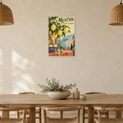 Affiche Menton - Citrons en terrasse dans une salle à manger - Art Virtuoso