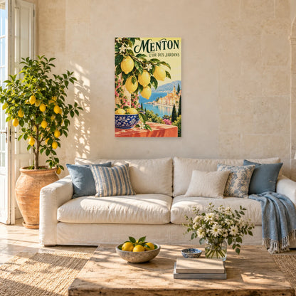 Affiche Menton - Citrons en terrasse dans un salon - Art Virtuoso