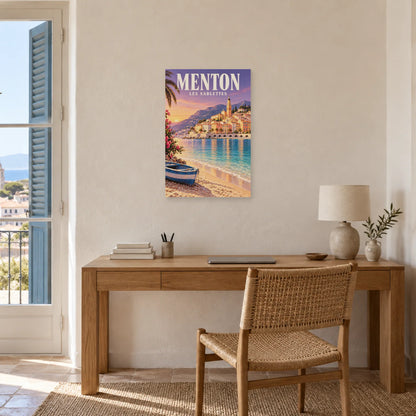 Affiche Menton - Vieille ville et Sablettes dans un bureau - Art Virtuoso