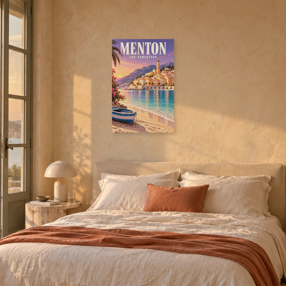 Affiche Menton - Vieille ville et Sablettes dans une chambre - Art Virtuoso