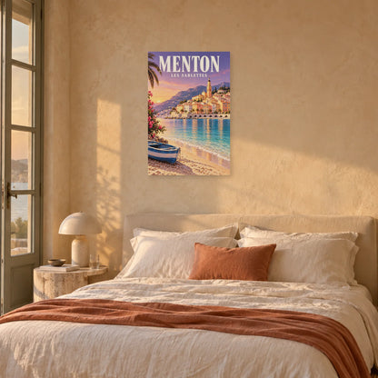 Affiche Menton - Vieille ville et Sablettes dans une chambre - Art Virtuoso