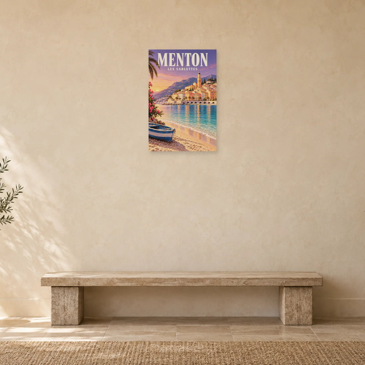 Affiche Menton - Vieille ville et Sablettes dans une entrée ou un couloir - Art Virtuoso