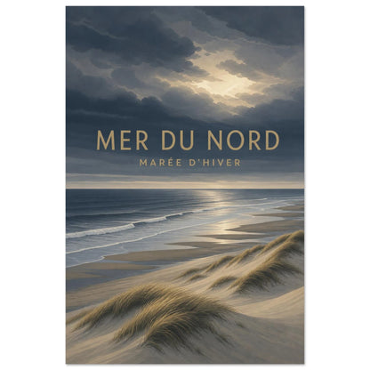 Affiche Mer du Nord – Marée d’Hiver, lithographie contemporaine verticale, format 30 × 45 cm