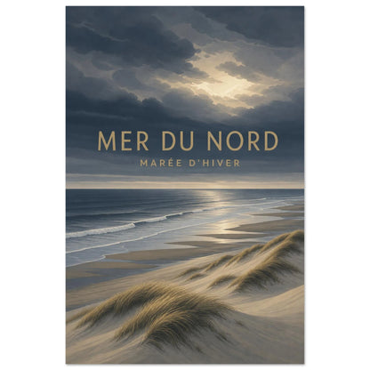 Affiche Mer du Nord – Marée d’Hiver, lithographie contemporaine verticale, format 60 × 90 cm