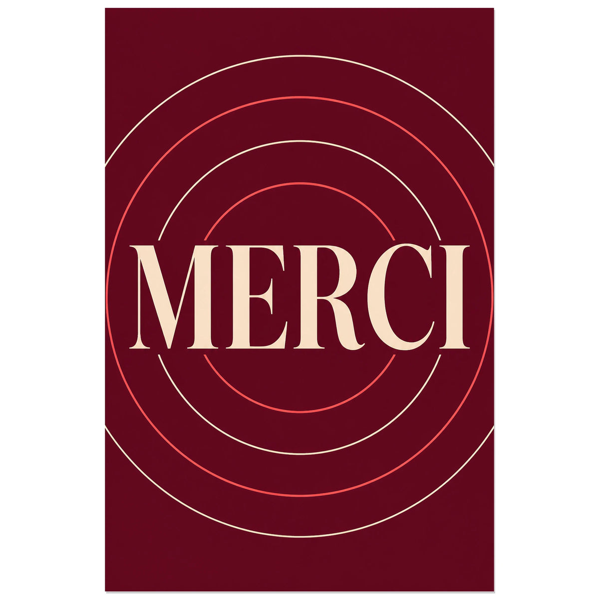 Affiche Merci – Cercles de gratitude, affiche typographique minimaliste et élégante verticale, format 30 × 45 cm