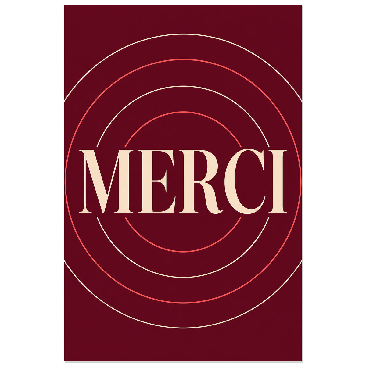 Affiche Merci – Cercles de gratitude, affiche typographique minimaliste et élégante verticale, format 40 × 60 cm