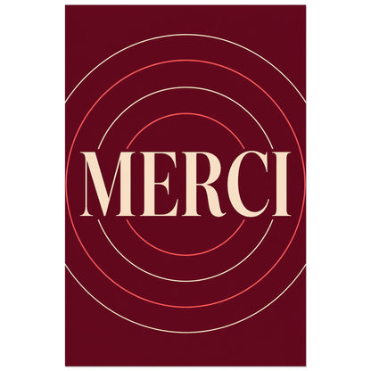 Affiche Merci – Cercles de gratitude, affiche typographique minimaliste et élégante verticale, format 40 × 60 cm