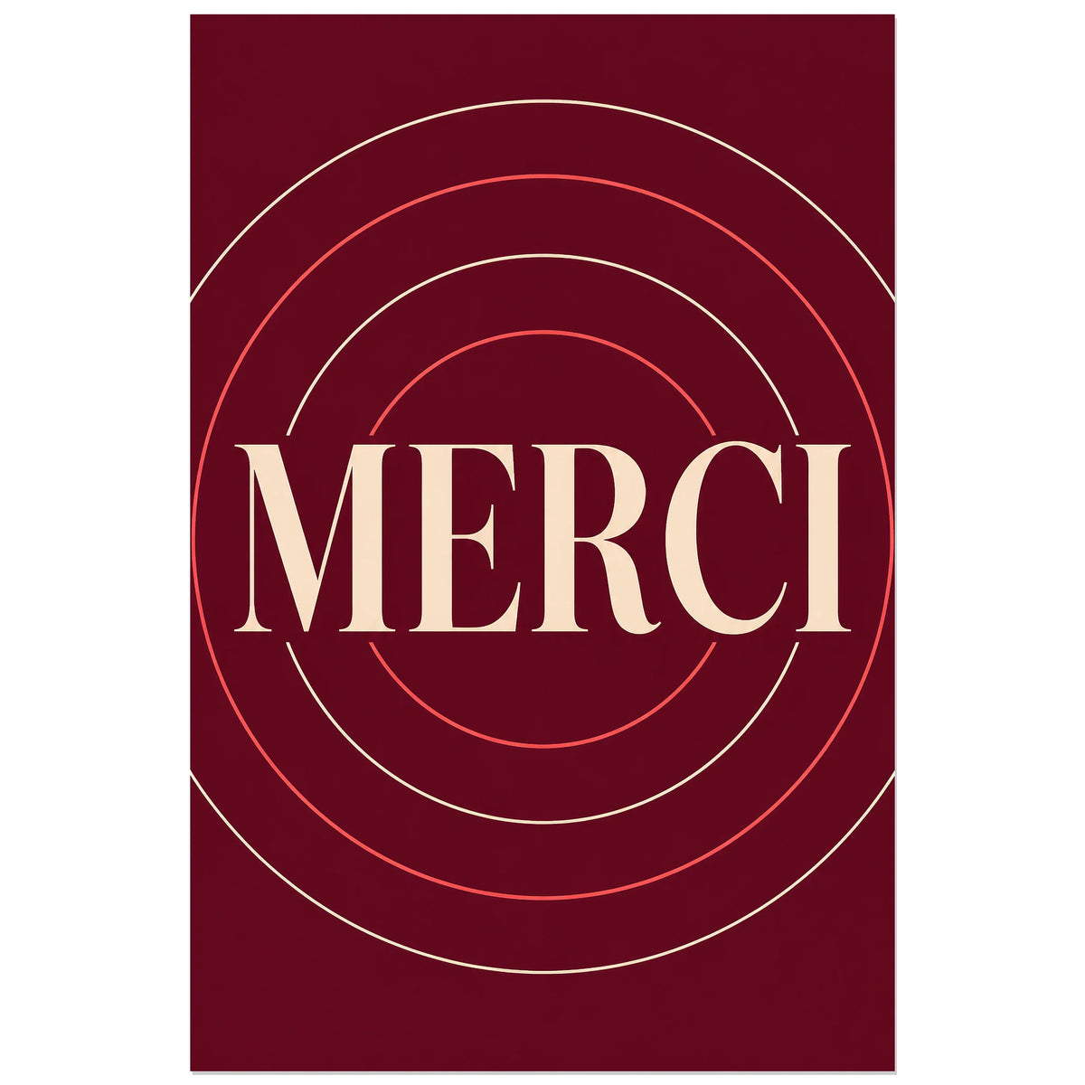 Affiche Merci – Cercles de gratitude, affiche typographique minimaliste et élégante verticale, format 60 × 90 cm