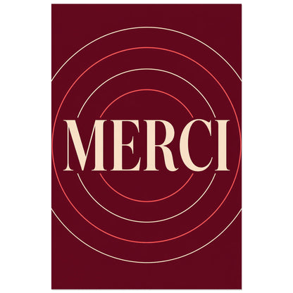 Affiche Merci – Cercles de gratitude, affiche typographique minimaliste et élégante verticale, format 60 × 90 cm