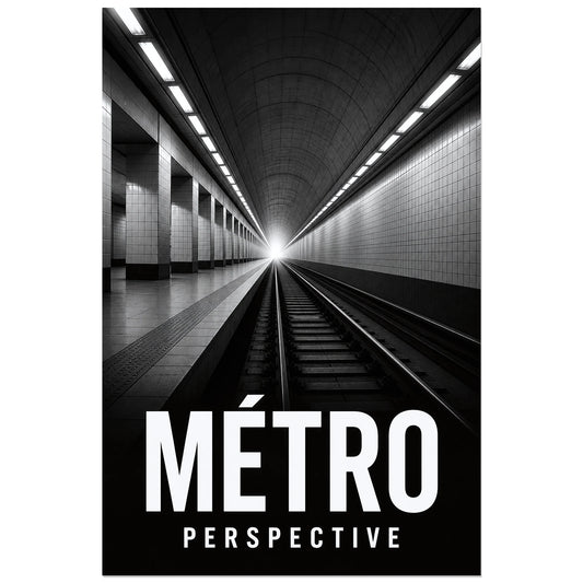 Affiche Métro – Perspective, photographie architecturale cinématographique verticale, format 30 × 45 cm