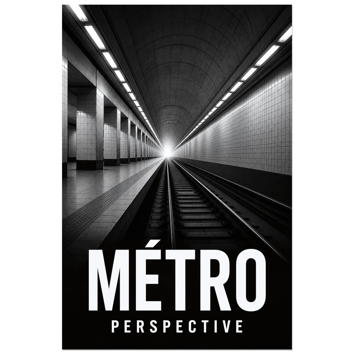 Affiche Métro – Perspective, photographie architecturale cinématographique verticale, format 60 × 90 cm