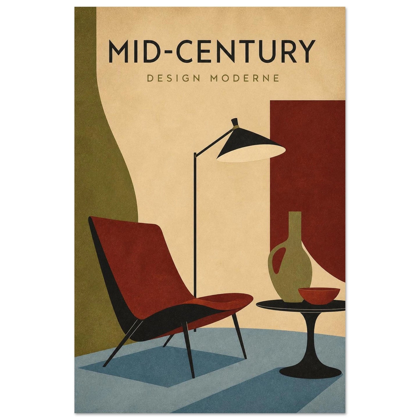 Affiche Mid-Century – Design Moderne, illustration graphique verticale, format 40 × 60 cm