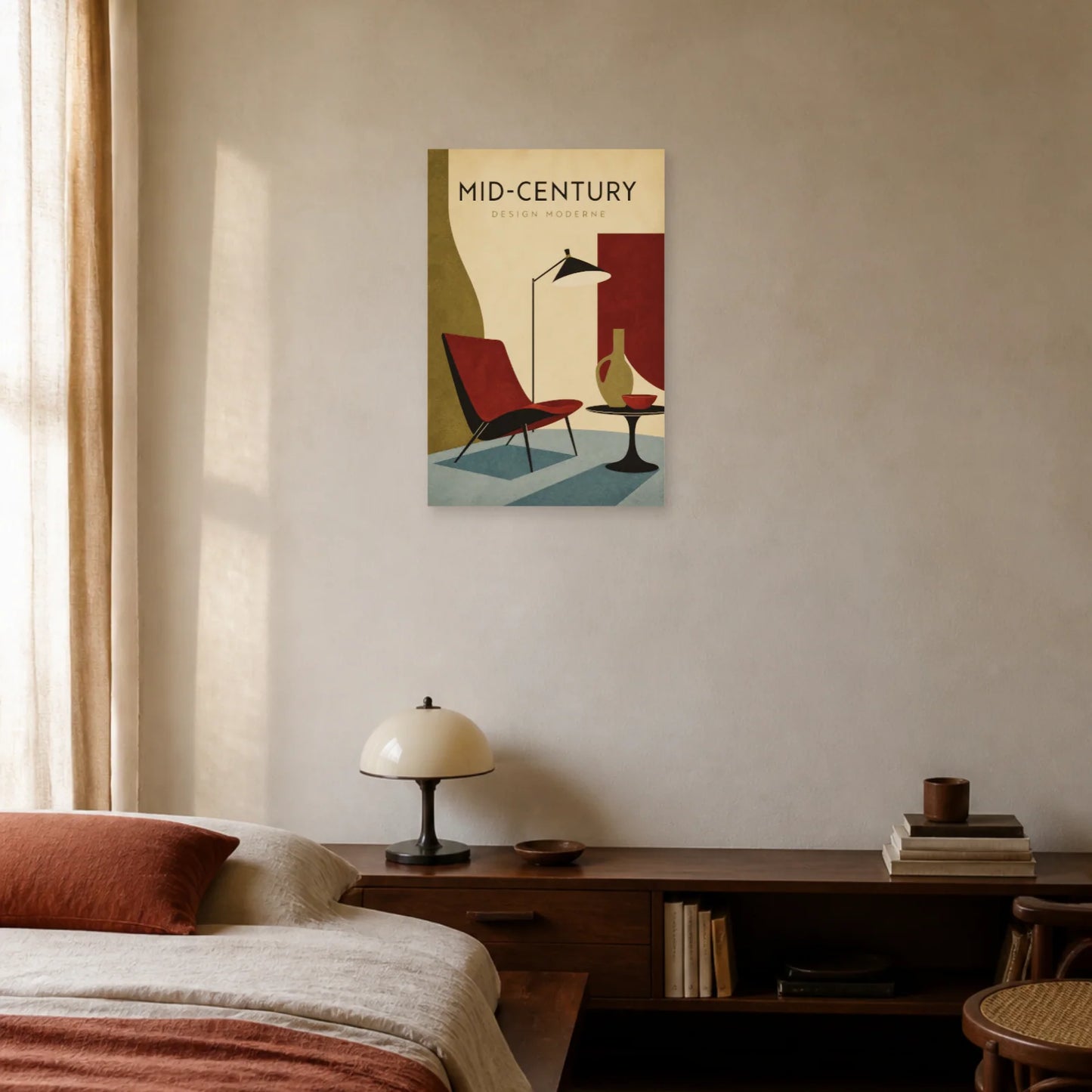 Affiche Mid-Century – Design Moderne dans une chambre - Art Virtuoso