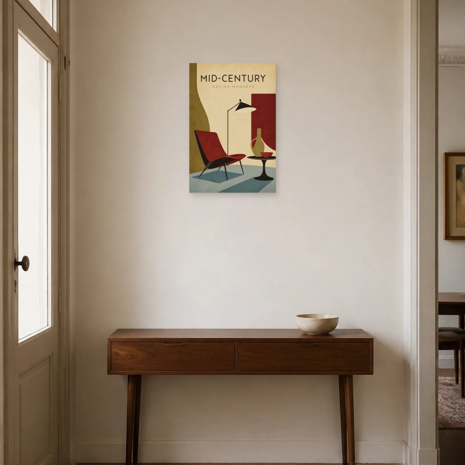Affiche Mid-Century – Design Moderne dans une entrée ou un couloir - Art Virtuoso
