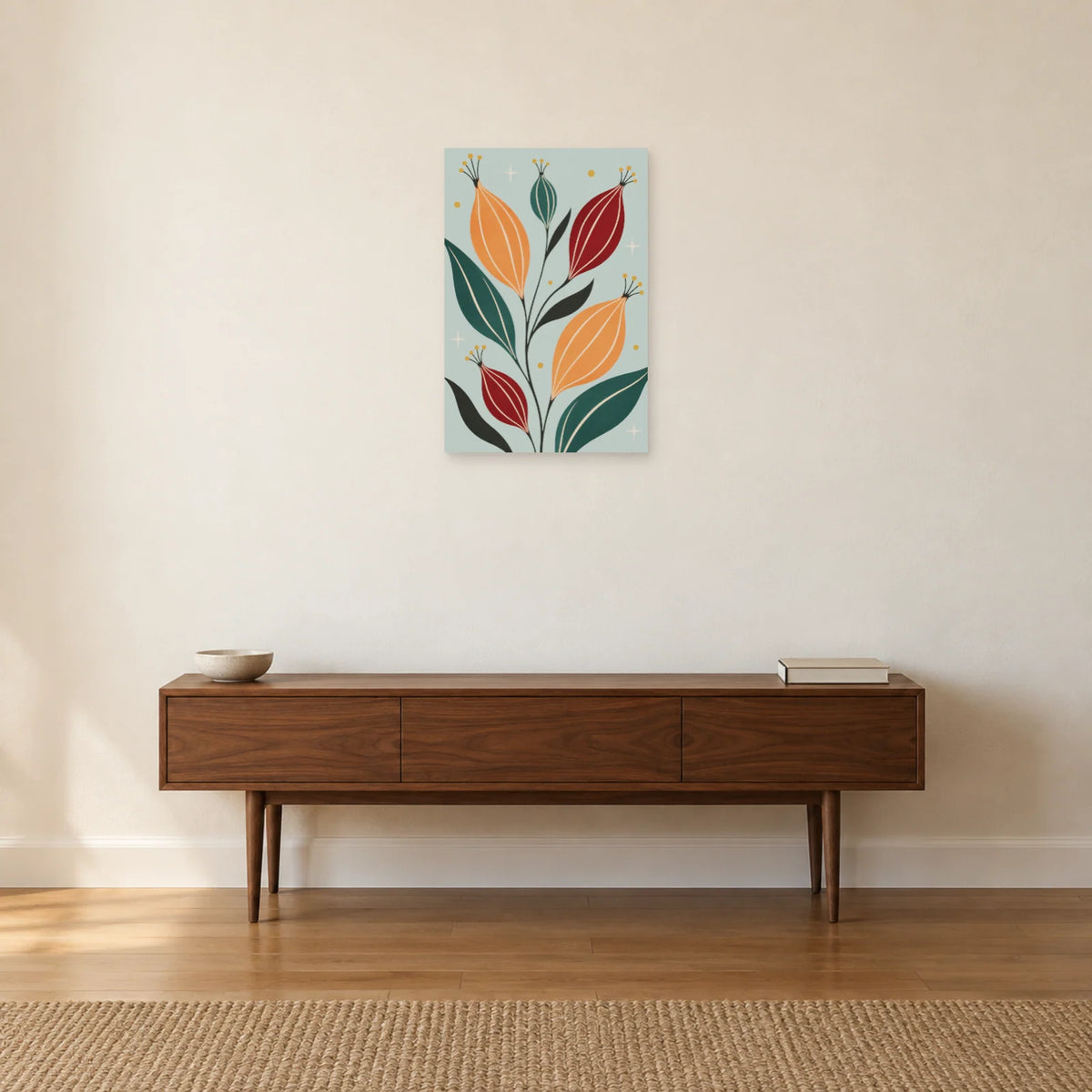 Affiche Mid-century - Graines atomiques dans une entrée ou un couloir - Art Virtuoso