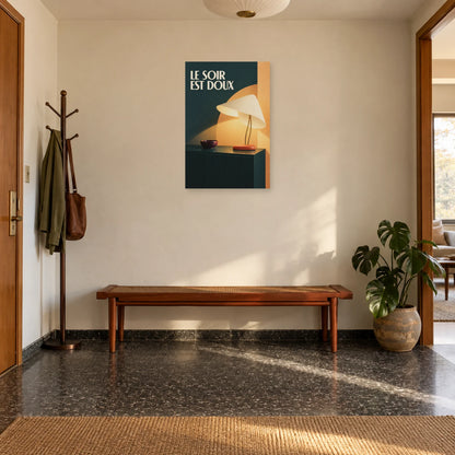Affiche Mid-century - Le soir est doux dans une entrée ou un couloir - Art Virtuoso