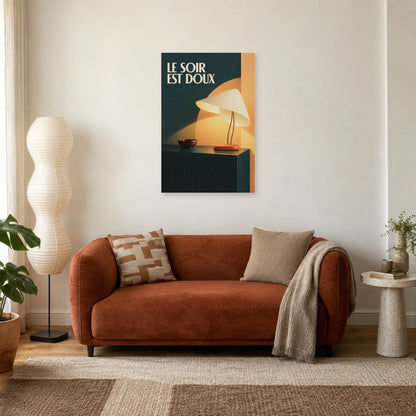 Affiche Mid-century - Le soir est doux dans un salon - Art Virtuoso