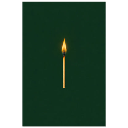 Affiche minimaliste - Allumette et flamme, nature morte minimaliste / illustration réaliste verticale, format 60 × 90 cm