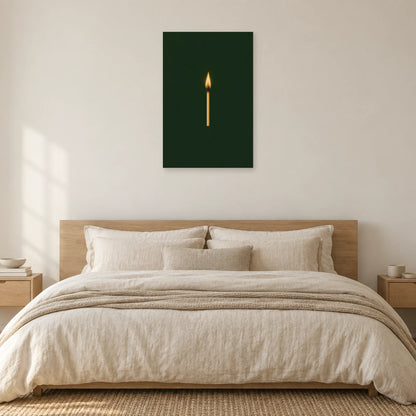 Affiche minimaliste - Allumette et flamme dans une chambre - Art Virtuoso