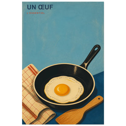 Affiche Un Œuf – L’Essentiel, affiche domestique minimaliste inspirée des années 1950 verticale, format 30 × 45 cm