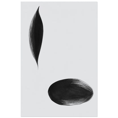 Affiche minimaliste - Deux empreintes d’encre, abstraction minimaliste / rendu encre au pinceau verticale, format 40 × 60 cm