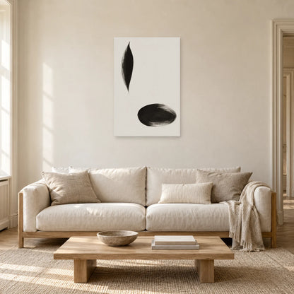 Affiche minimaliste - Deux empreintes d’encre dans un salon - Art Virtuoso