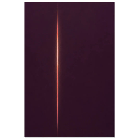 Affiche minimaliste - Fente lumineuse corail, abstraction minimaliste / étude de lumière verticale, format 30 × 45 cm