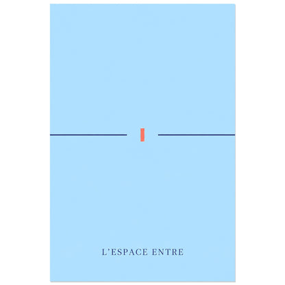 Affiche minimaliste - Ligne interrompue azur, graphisme minimaliste / composition géométrique verticale, format 30 × 45 cm